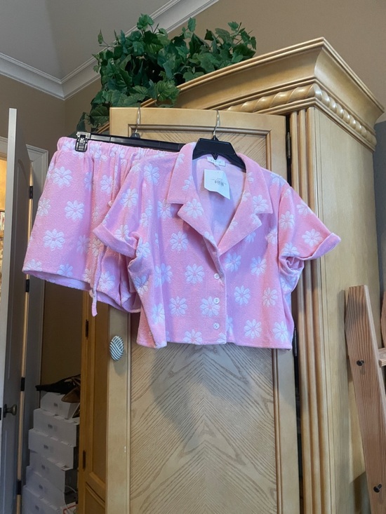 Mable Pants - Mable pink floral terry cloth lounge set size large